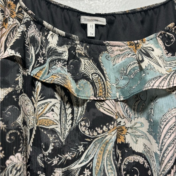 MAURICE'S  Women’s Ruffle collar multi color shirt - Picture 5 of 9